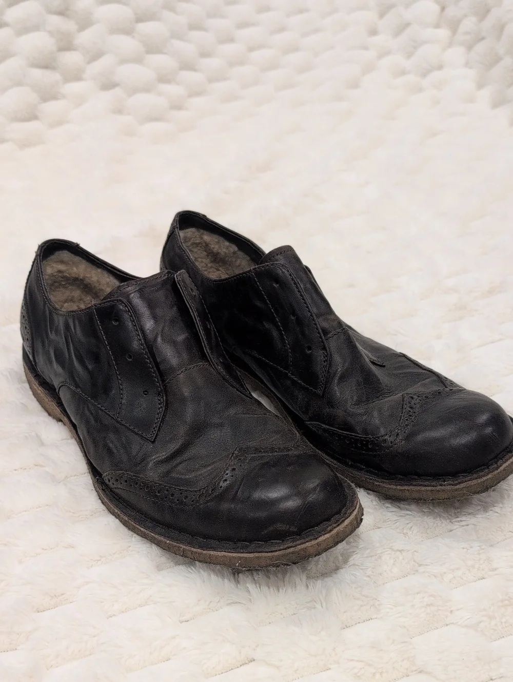 UGG Hannen Men’s Sz 12 Leather & Sheepskin Brogue Boots Brown